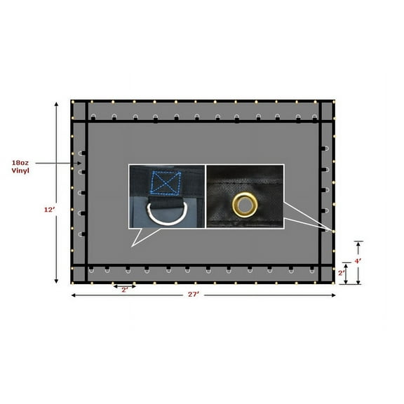 Mytee Products 12' x 27' Flatbed Truck Tarps Steel Tarp - Black