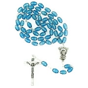 Simple Catholic Rosary with Colorful Beads (Medium Blue)