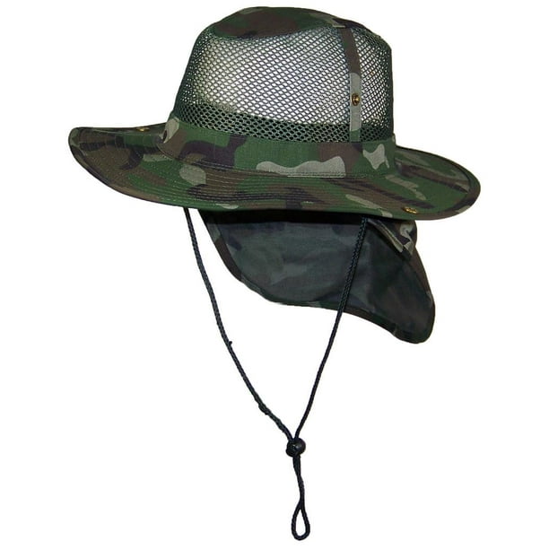 Tropic Hats Summer Wide Brim Mesh Safari/Outback W/Neck Flap & Snap Up