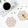 thumbnail image 4 of Fuzoiu Cute Rabbit Print Leather Coasters Set,Drink Coasters Set of 4,for Tabletop Protection, Durable PVC Coasters,Home Décor and Housewarming Gift-Hexagon, 4 of 6