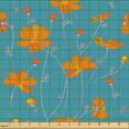 thumbnail image 2 of Ambesonne Orange Blue Fabric by the Yard Upholstery, Thin Peduncle Flowers, 1 Yard, Turquoise Dark Orange, 2 of 5