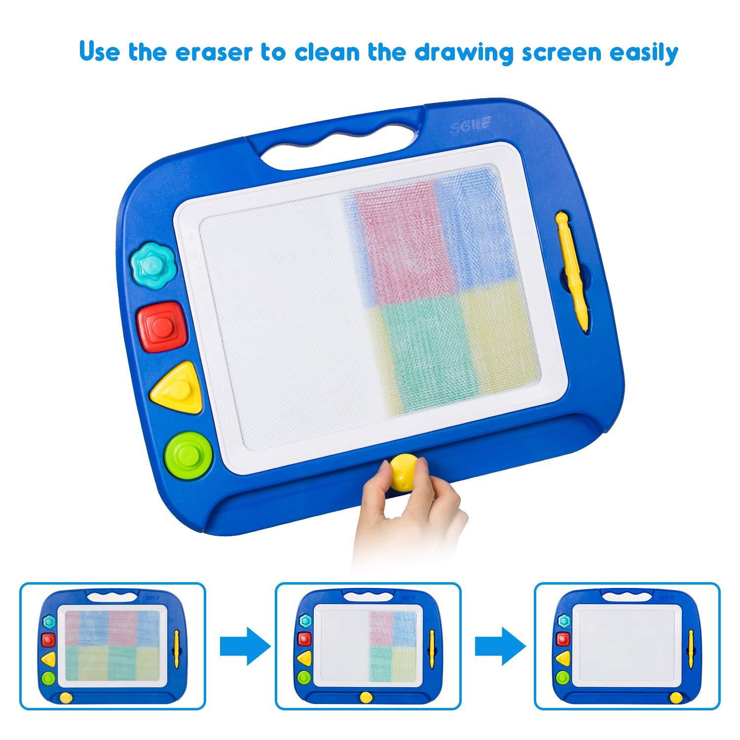 Details about   Draw and Erase Board with pen & 2 stampers 4 color 5 inch screen by Grinstudios 