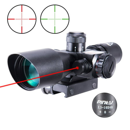 High Supply 2.5-10x40 AOEG Red Green Illuminated Mil-dot Tactical Rifle Scope with Red Laser Combo - Green Lens (Best Laser Light Combo For Rifle)