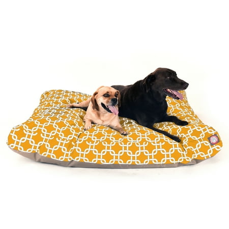 UPC: 0788995504283 | Majestic Pet Links Rectangle Dog Bed Treated Polyester Removable Cover Yellow Extra Large 50  x 42  x 5