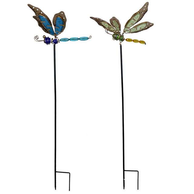 Adornos Césped Metal La Estaca Jardín 2 Piezas Libélulas Dragón para Macetas