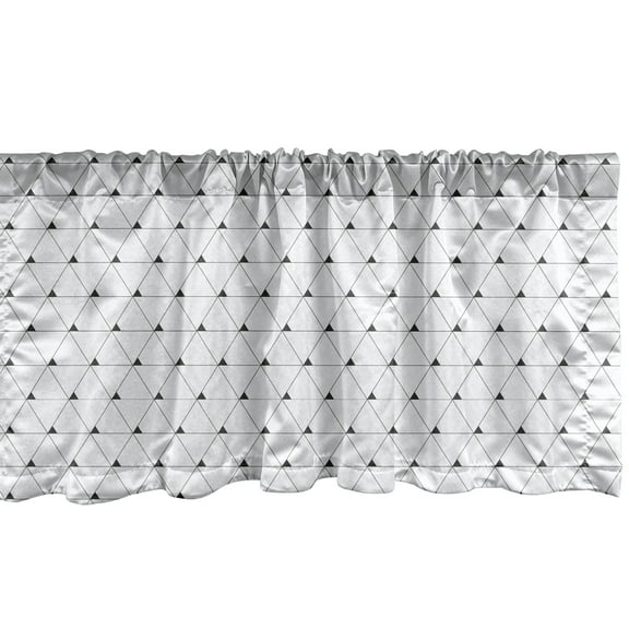 Ambesonne Geometric Window Valance, Monochrome Contemporary Graphic with Triangles Grid Print, Curtain Valance for Kitchen Bedroom Decor with Rod Pocket, 54" X 18", Charcoal Grey Coconut