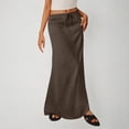 thumbnail image 2 of VBTAPA Women's Summer Linen Maxi Skirt Drawstring Low Waist A Line Casual Skirts Flared Long Skirt Coffee XL, 2 of 7