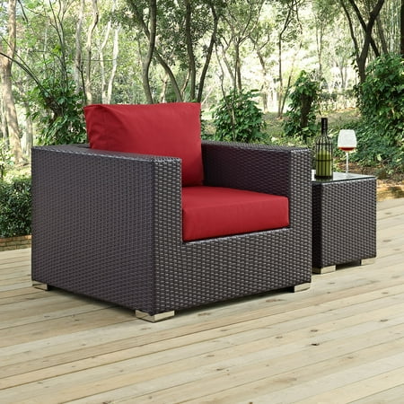 Modway Convene Outdoor Patio Armchair in Espresso Red