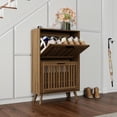 thumbnail image 6 of Kadyn Farmhouse Slim Shoe Cabinet with 2 Flip Up Drawers, 23.6" Narrow Shoe Storage Organizer with Adjustable Shelves & Anti-Tip Device, Entryway Shoe Storage Cabinet for Living Room, Walnut, 6 of 20
