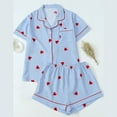 thumbnail image 2 of Pajamas Set for Women Soft Shorts Pjs Set with Heart Print Short Sleeve Tops Sleepwear Homewear, 2 of 9