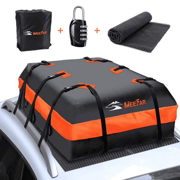 MeeFar 20 Cu.ft. Car Roof Top Cargo Carrier Soft Shell Waterproof Bag Fit for All Cars with/Without Rack