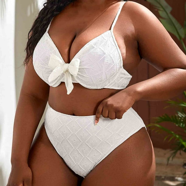 Acyse Womens Bikinis for Summer Clearance Juniors Solid Color Cute Hollow Out Split Size Bikini Swimsuit Swimsuit Set