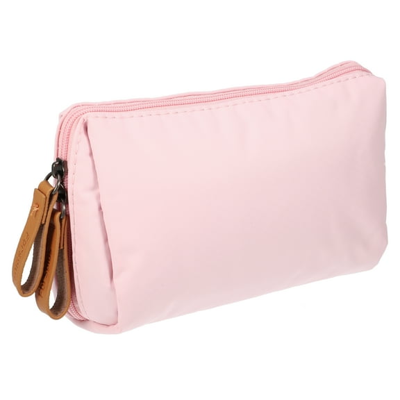 Vocoste Small Makeup Bag for Purse Travel Handy Mini Portable Cosmetic Bag for Women Pink Beige