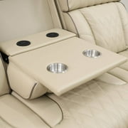 Leather Power Recliner Sofa Chair, Reclining Sofa Couch with LED, Recline Couch with USB Port&Cup Holder, Khaki