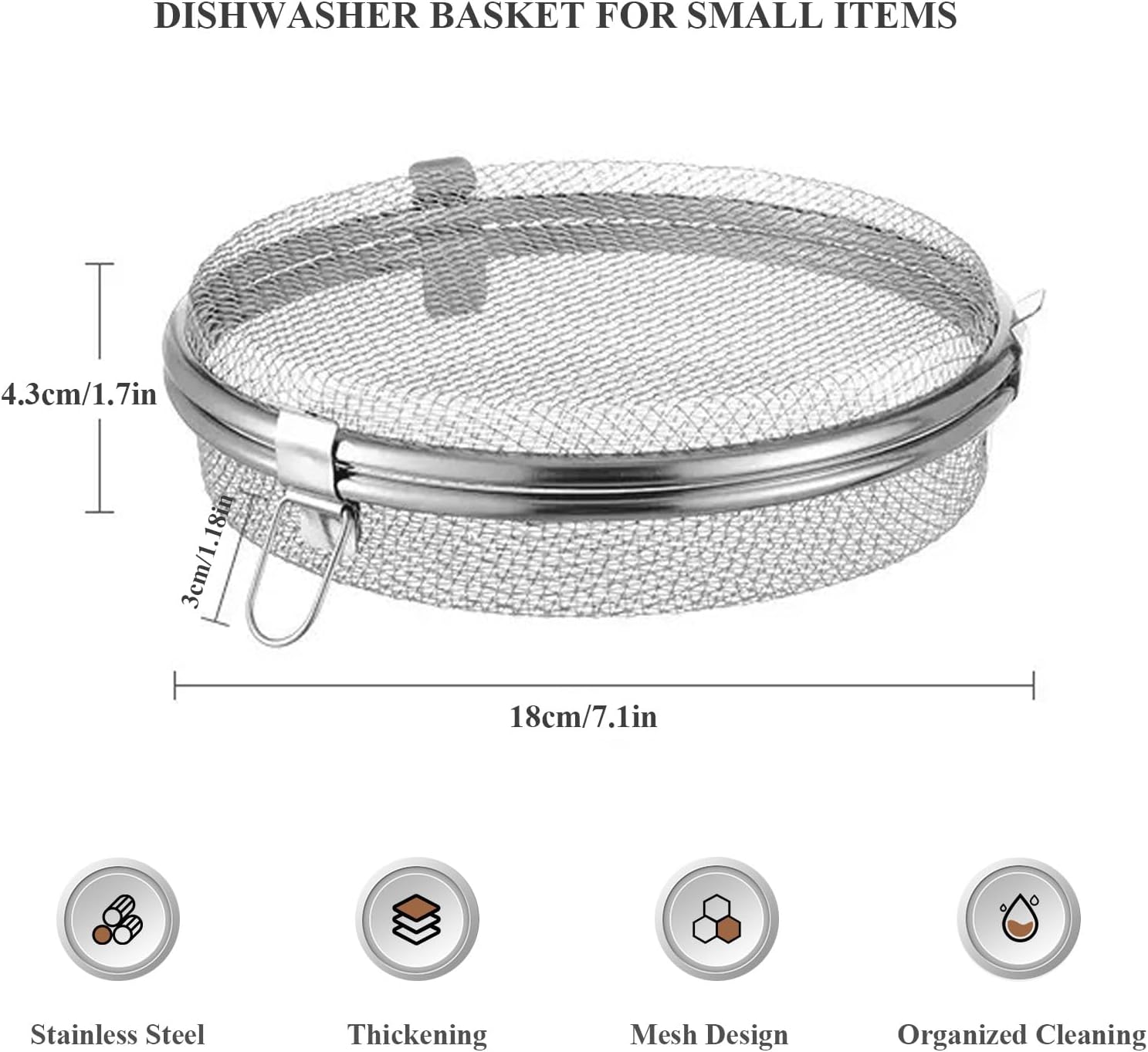 ABPETE Dishwasher Basket for Small Items, Bottle Parts Dishwasher Basket, Dishwasher Silverware Basket, Stainless Steel Strainer Fruit Washing Bowl