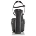 thumbnail image 2 of AQUA Womens Black 1-1/2" Platform Ankle Strap Studded Cullen Round Toe Block Heel Buckle Leather Dress Sandals Shoes 10 B, 2 of 4