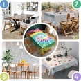 thumbnail image 5 of Colorful Tie Dye Pattern Rectangle Tablecloth 60"x102",Waterproof Polyester Rectangle Table Cloth, Wipeable Spillproof Polyester Tablecloth for Dining, Camping, Indoor and Outdoor, 5 of 6