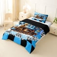 thumbnail image 3 of Castle Fairy Cool Steam Train Twin Comforter Sets 3-Piece for Boys, Retro Locomotive Graphic Bedding Set for Room, Black Reversible, 3 of 6