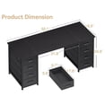 thumbnail image 3 of 55 Inches Computer Desk with 8 Fabric Drawers, Modern Office Desk with Large Storage for Home Office, Study, Black, 3 of 6