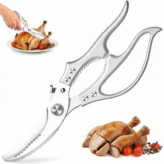 Wuxiuli Heavy Duty Stainless Steel Silver Poultry Shears 1pack
