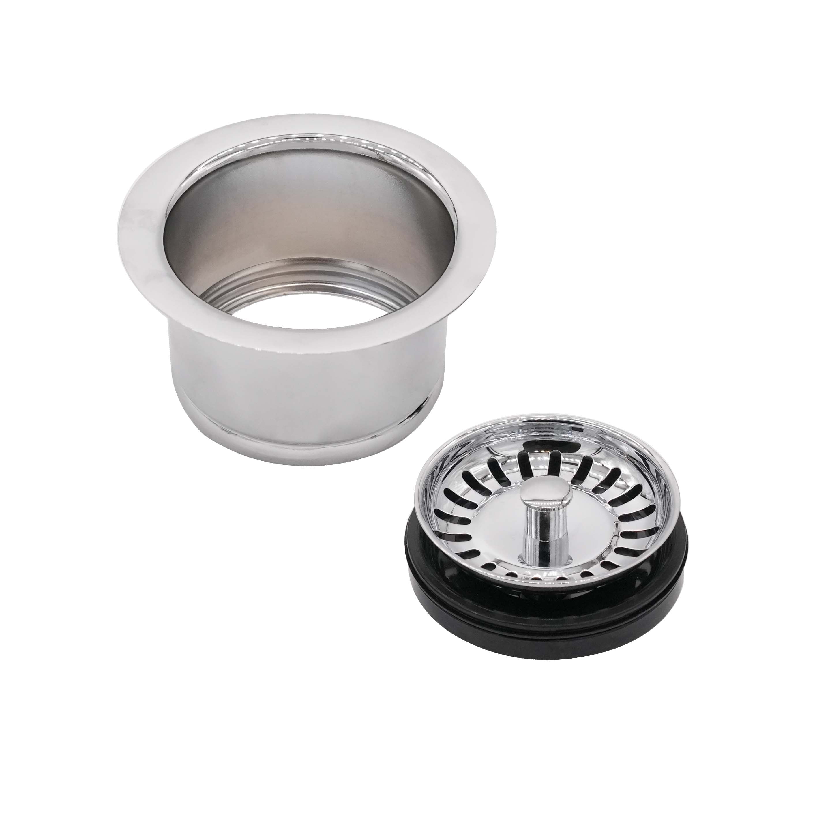 Westbrass Extra-Deep Collar Waste Disposal Flange & Strainer Stopper, Polished Chrome