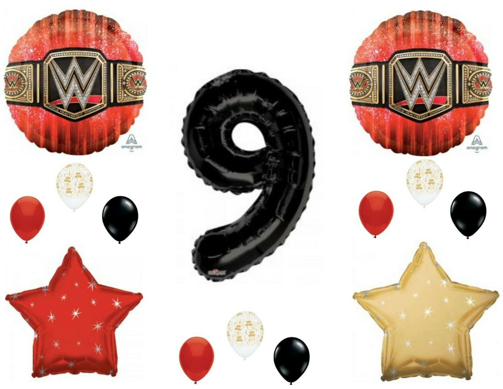 WWE Wrestling 9th Happy Birthday Party Balloons Decoration Supplies