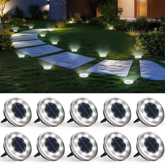SOLPEX Lot de 10 Lampes Solaires de Sol Extérieures Étanches, Lampes de Sentier à Énergie Solaire, Éclairage Paysager pour Allée de Jardin et Entrée Backyar