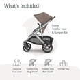 thumbnail image 2 of UPPAbaby Vista V3 Stroller - Full-Size Single-to-Double Stroller System - Toddler Seat, Bug Shield, Rain Shield, and Storage Bag Included - Theo (Dark Taupe/Silver Frame/Chestnut Leather), 2 of 5