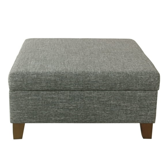 HomePop Luxury 32" Square Storage Ottoman - Slate Gray