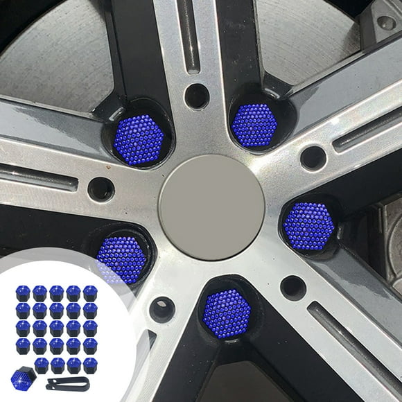 Couvercle d'Écrou de Pneu de Voiture Clouté de Diamant, Capuchon Décoratif de Moyeu de Roue, Matériau Plastique, Antidérapant et Résistant à l'Usure, Prévention de la Rouille, Résistance à la Saleté, Modification Professionnelle, Diamètre 17mm, Lot de 20