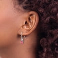 thumbnail image 3 of Diamond2Deal 925 Sterling Silver Rhodium Diamond and Ruby Shepherd Hook Dangle Earrings for Women, 3 of 5
