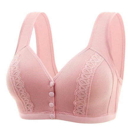 OJSFQUFP Plunge Bras Rose Gold Women s Front Side Buckle Lace Edge Without Steel Ring Movement Seamless Gathering Adjustment Yoga Sleep Large Bra 42