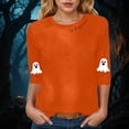 thumbnail image 5 of Jkety Casual 3/4 Sleeve V Neck Shirt for Women Funny Holiday Graphic Tee Fall Winter Loose Fit Tops Women's T Shirts(Orange,XL), 5 of 6