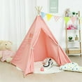 thumbnail image 6 of YouLoveIt Play Teepee Tent for Kids Play Tent Children Play House Children Teepee Play Tent Foldable Tent Indoor Outdoor Canvas Playhouse, 3 Colors, 6 of 8