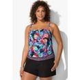 thumbnail image 4 of Swimsuits For All Women's Plus Size Bandeau Blouson Tankini Set Wtih Cargo Short 18 Wild Multi, Black, 4 of 5