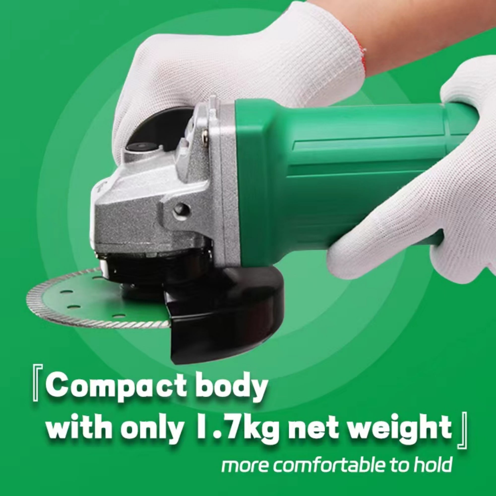 NEWBEAT 850W Angle Grinder, 4-1/2 inch Metal Cutter Grinder Tool with Wheel Guard, Side Handle, Spanner and Carbon Brush for Metal Wood, Green