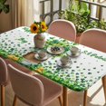 thumbnail image 3 of Happy St. Patrick's Day Table Cloths for 3 Foot Rectangle Tables, Spring Green Lucky Clovers Leaf Patio Waterproof Elastic Fitted Tablecloths, Washable Rectangular Table Cover for Camping, 3 of 8