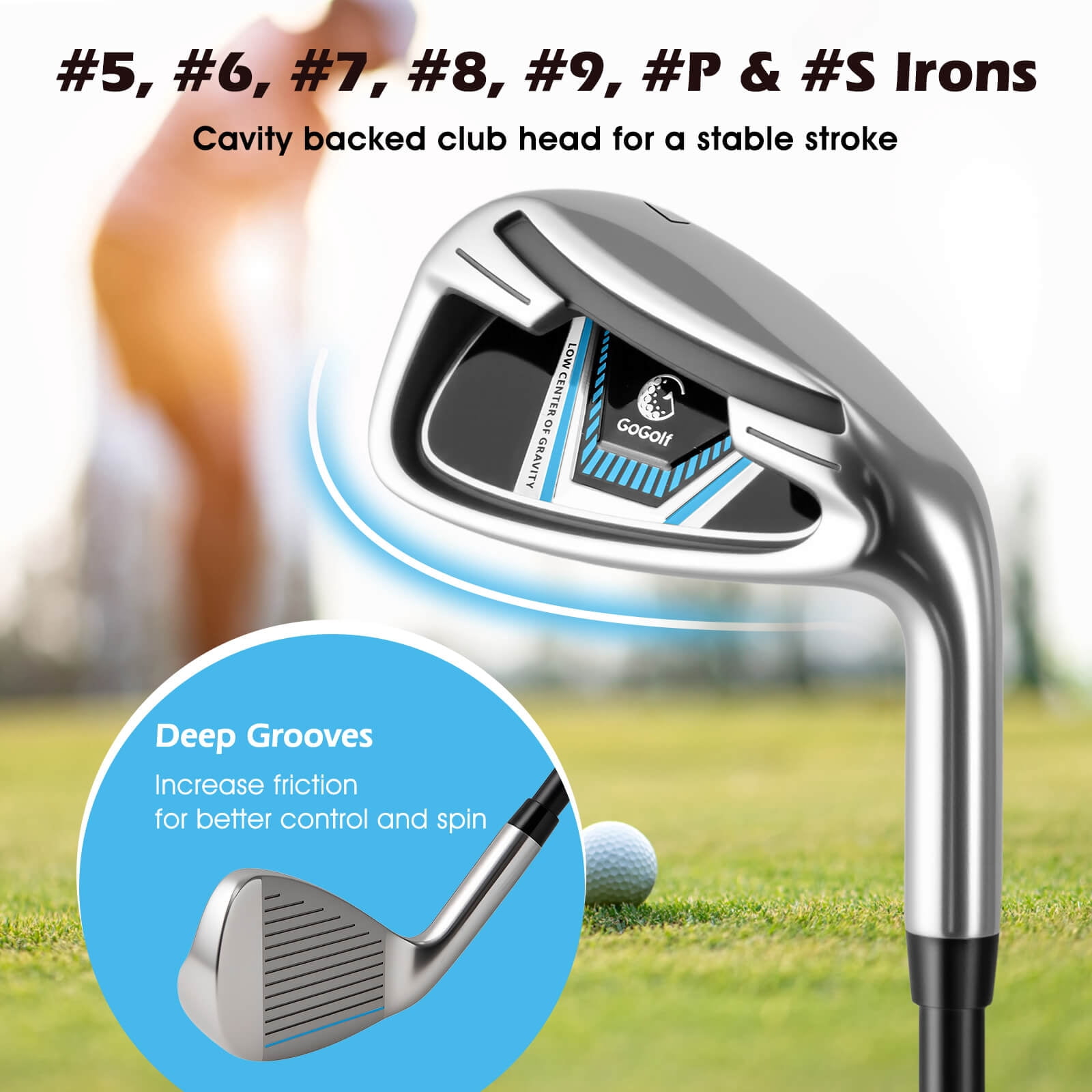 Costway 12 Pieces Men's Complete Golf Club Set Right Hand Includes 460CC #1 Driver White