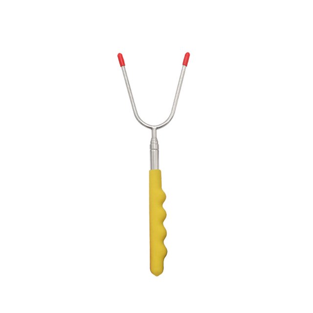 Matsuzay Tenedor telescópico de acero inoxidable para barbacoa, salchichas, palitos extensibles para asar, herramientas para exteriores para Cocina y Comedor Amarillo