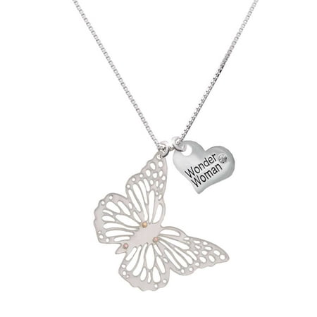- Acrylic Cut Out Butterfly Mirror Wonder Woman Heart Necklace
