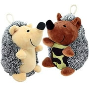 SLSON 2 Pack Hedgehog Toys Squeaky Soft Plush Puppy Dog Toys Stuffed Animal Chew Pet Toys Playing for Puppy