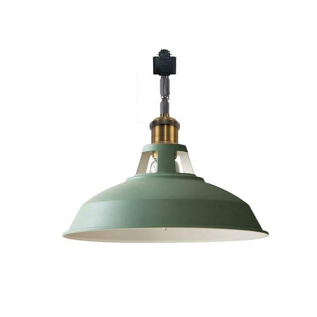 FSLiving H-Type Track Lighting E26 Base Industrial Adjustable Angle Lamp Green Metal Shade with Gold Bronze Socket Track Light Fixture for Slope Ceiling Gimbal,Bulb and Track Not Included - 1 Light