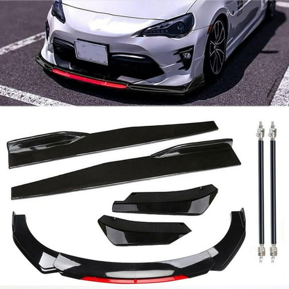 Front Bumper Lip Body Kit, ABS Side Skirts Lip, Scratch Resistant Front Bumper Lip Splitter Body Kit, Anti-Collision Side Skirt Splitter For 1.9M/6.2FT Wide Cars
