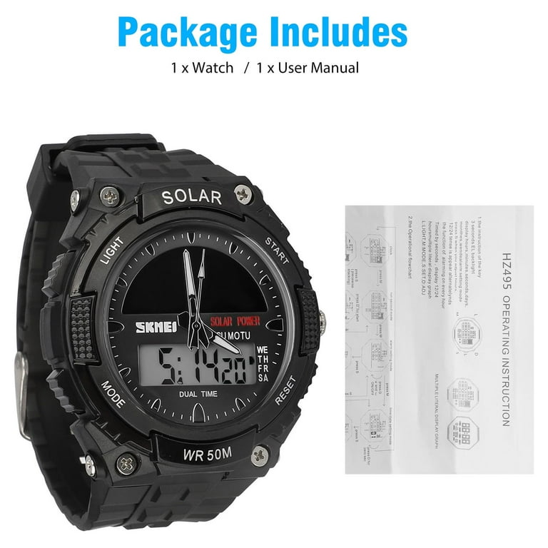 Skmei Men's Digital Sports Watch, Military Waterproof Watches LED Screen Large Face Stopwatch Alarm Wristwatch