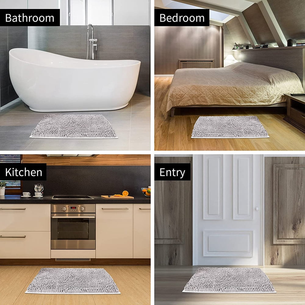 Indoor Door Mat Entryway Rug Traps Mud and Dirt, Super Absorbent Doormats for Shoes Dog Paws, Non Slip Welcome Floor Mats for Home Front Back Door, Patio, Garage, Entrance, 20x32, Gray
