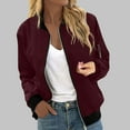 thumbnail image 4 of Htigea Women's Bomber Jackets Windproof Waterproof Outdoor Biker Jacket Lightweight Fall Zip Up Windbreaker with Pocket Wine L, 4 of 7