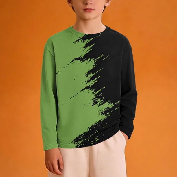 Blusas y camisas de manga larga con cuello redondo Zhongda Top estampado de manga larga con cuello redondo para niña con jersey y camiseta de base Top de poliéster para niña