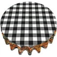thumbnail image 3 of Fall Tablecloth Round 60 Inch, Autumn Black Buffalo Plaid Checked Pumpkin Table Cloth Wrinkle Resistant Thanksgiving Table Cover for Home Kitchen Dining Holiday, 3 of 6