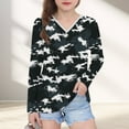 thumbnail image 2 of dazeni Kids Camouflage Long Sleeve Shirts Boys Girls Camo V Neck Tee Casual Sport Tops Blouse, 2 of 8