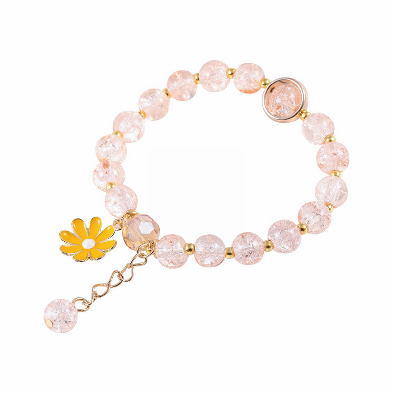 Harajuku Y2K Sweet Shiny Rhinestone Star Elastic Bracelets Set Handmade  Flower Tassel Beads Bracelet for Women Lover Accessories